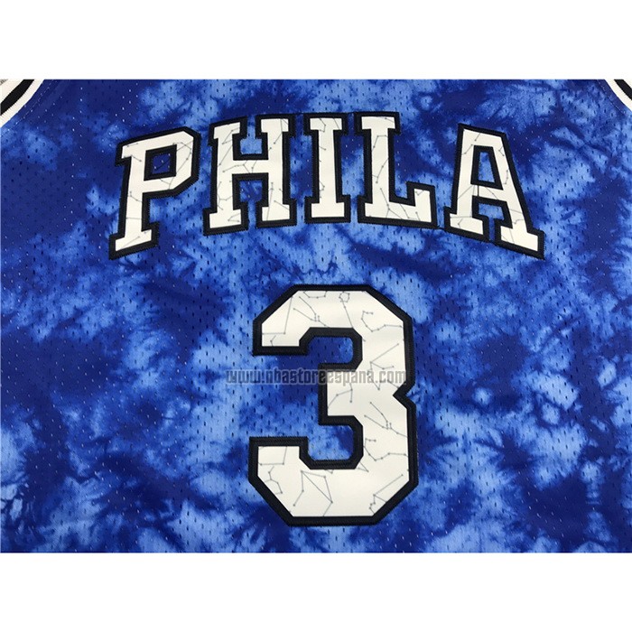 Camiseta Philadelphia 76ers Allen Iverson NO 3 Galaxy Azul